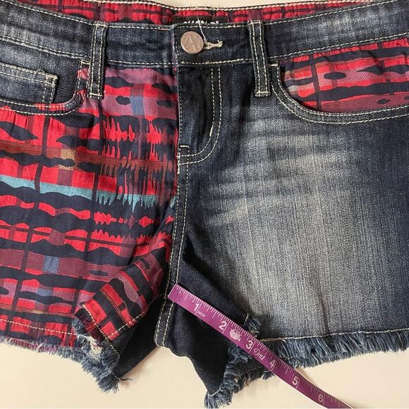 Allen B. by Allen Schwartz Red & Dark Blue Denim Cut Off Shorts Size 4 EUC - Picture 6 of 14